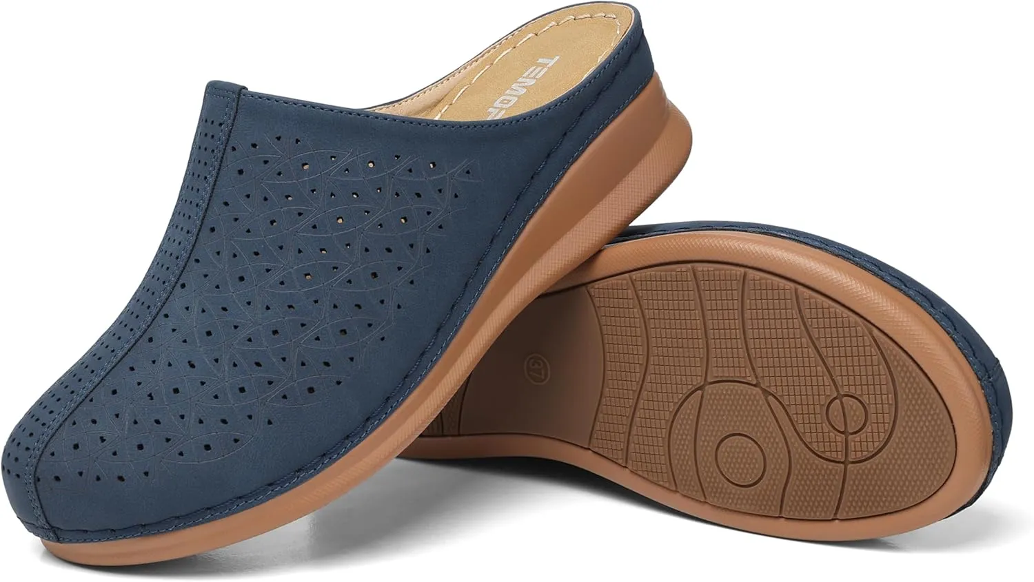 TEMOFON Clogs for Women Mules Slip on: Closed Toe Sandals, Summer Shoes Dressy, Comfortable Walking Wedge Clogs
