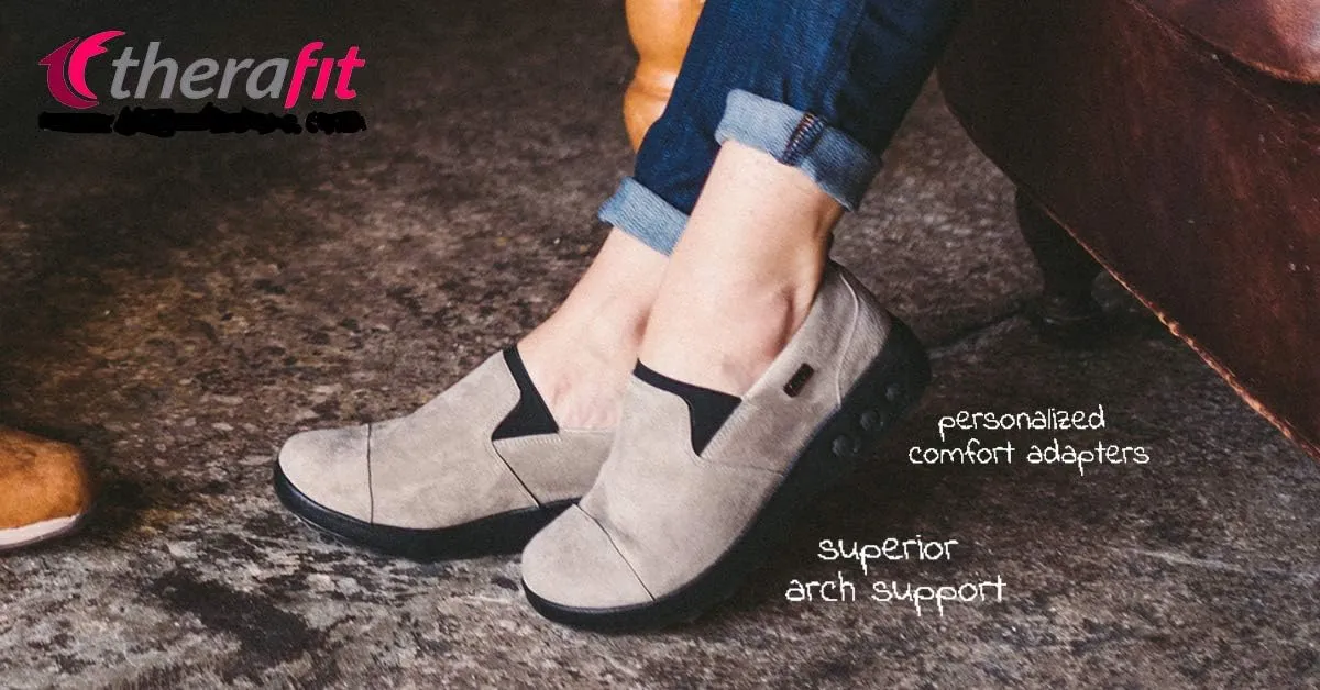 Therafit Samantha Women's Suede Slip On Casual Shoe - for Plantar Fasciitis/Foot Pain