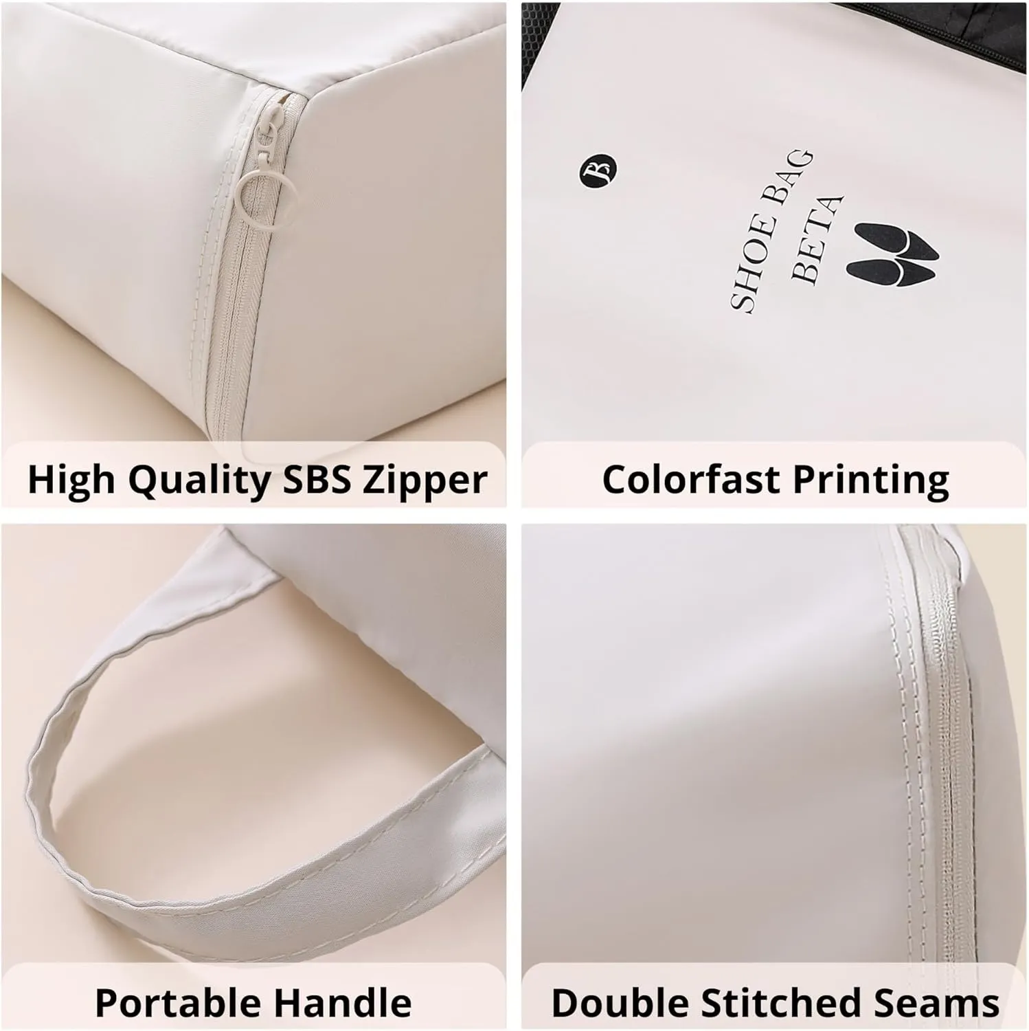 tianzong 2 Pack Shoe Bags for Travel, Water-resistant Shoe Storage Organizer with Zipper for Men and Women (Grey, T400-Beta)