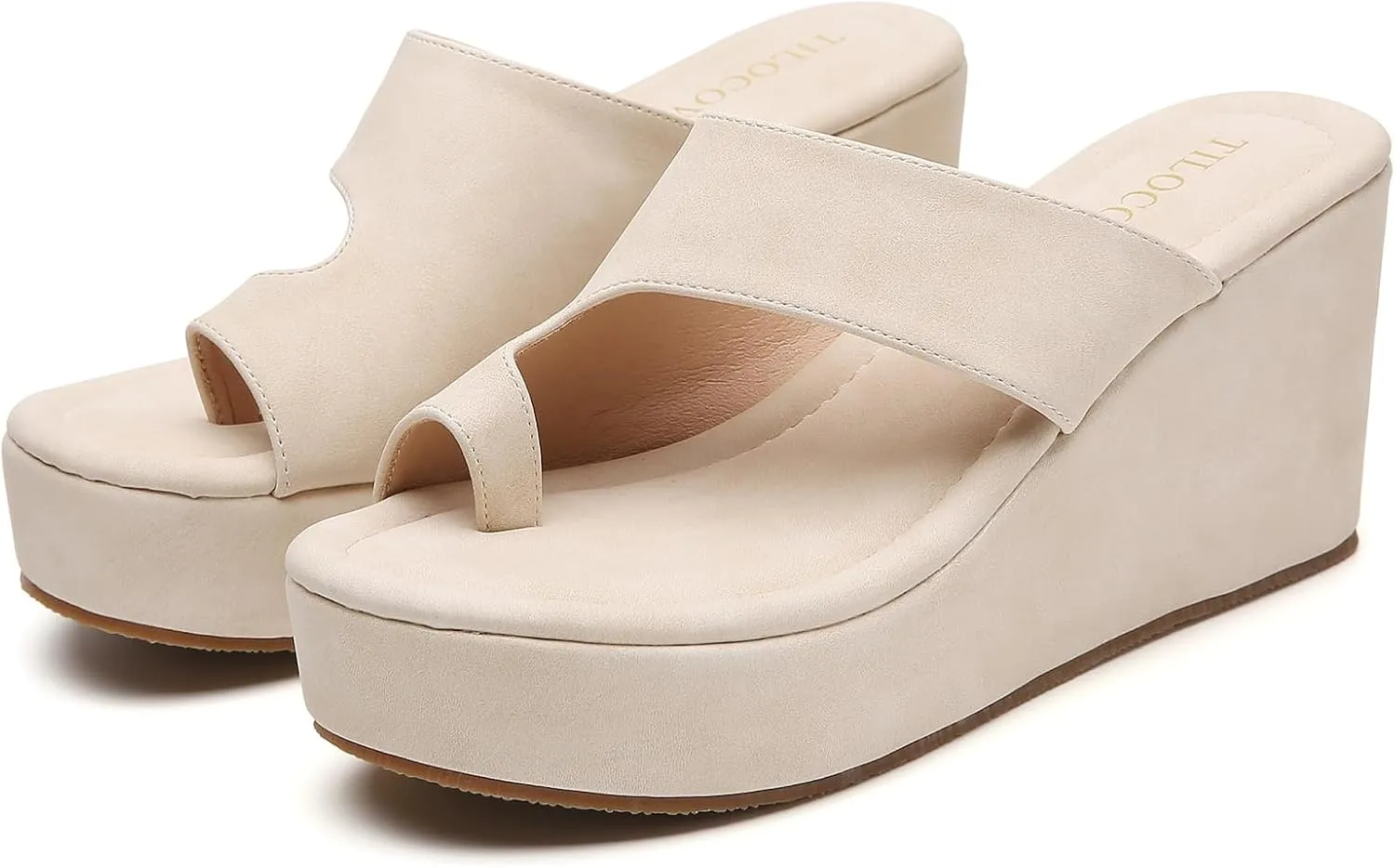 Tilocow Wedge Bunion Sandals for Women Platform Slipper High Heel Wedge Flip-Flop Light Weight Ladies Shoes