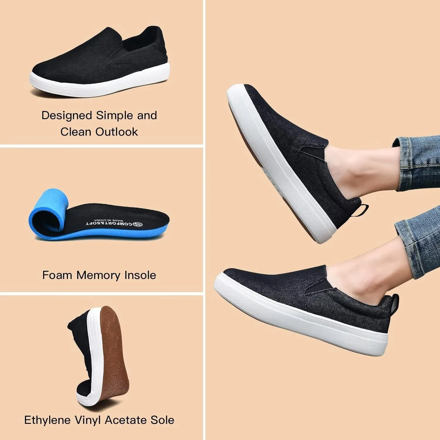 TIOSEBON Men's Mesh Slip on Walking Shoes-Comfortable Drving Loafer Fashion Sneaker