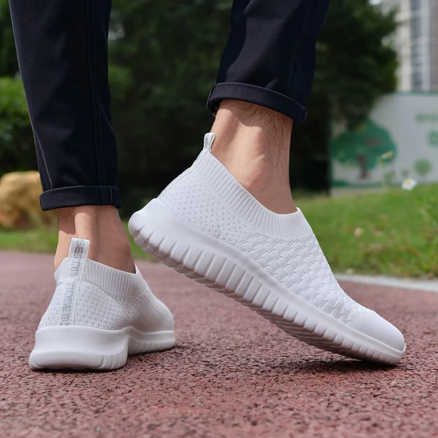TIOSEBON Men's Slip On Walking Shoes Knit Mesh Tennis Sneaker