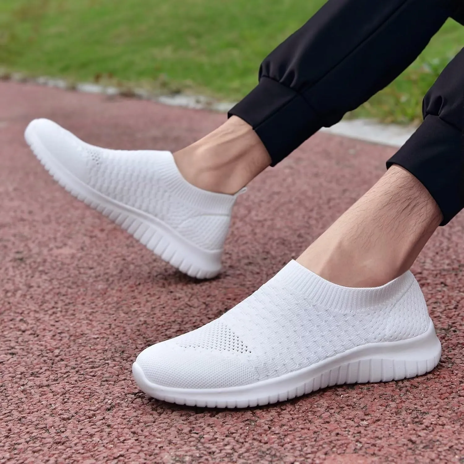 TIOSEBON Men's Slip On Walking Shoes Knit Mesh Tennis Sneaker