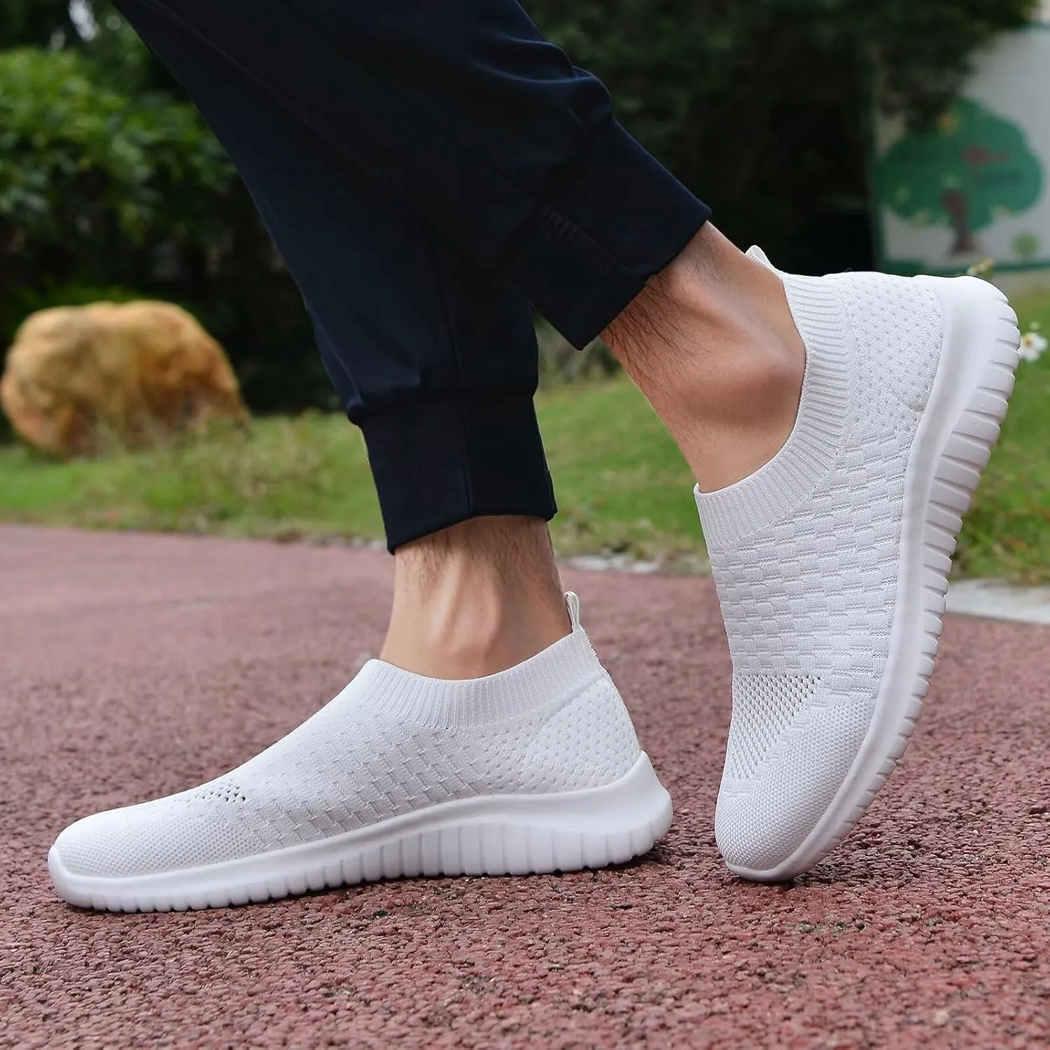TIOSEBON Men's Slip On Walking Shoes Knit Mesh Tennis Sneaker