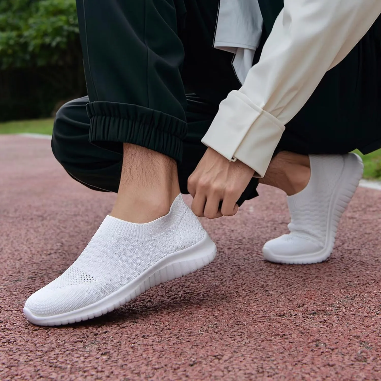 TIOSEBON Men's Slip On Walking Shoes Knit Mesh Tennis Sneaker