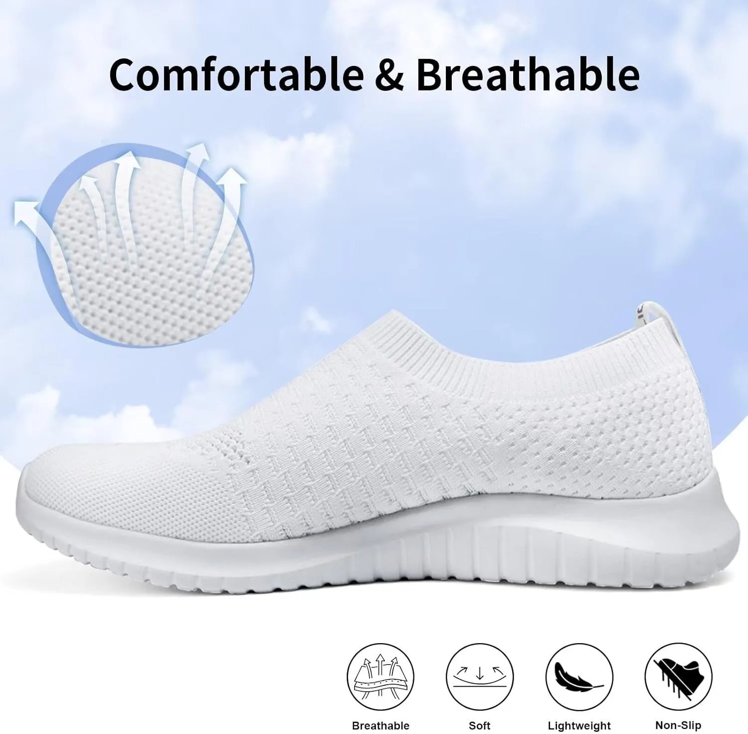 TIOSEBON Men's Slip On Walking Shoes Knit Mesh Tennis Sneaker