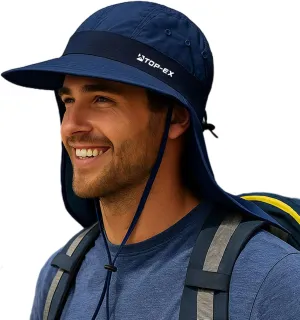 TOP-EX Cooling Sun Hat with Neck Flap – UPF 50  Wide Brim Breathable Hat for Hiking, Fishing & Big Heads