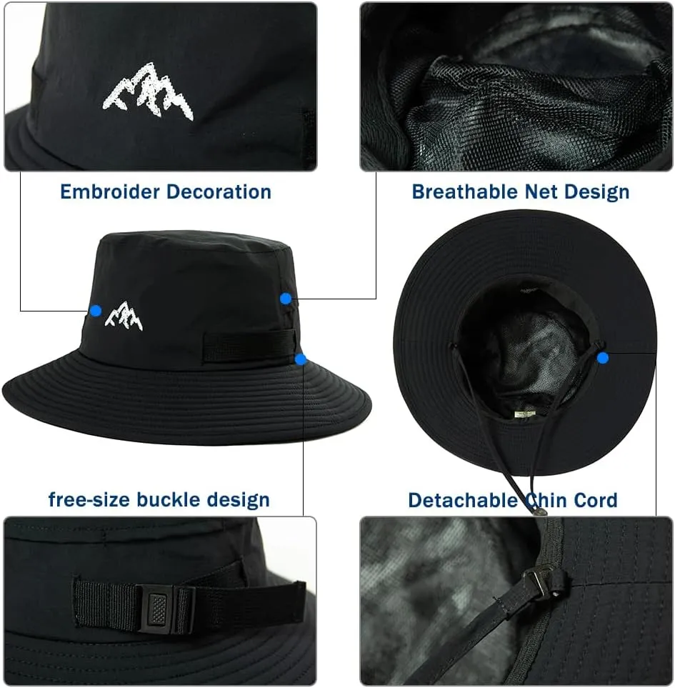 TOP-EX L/XL/XXL UV50  Waterproof Bucket Sun Hat for Fishing Golf Hiking All-Weather Outdoor Rain Hat Stiff Brim
