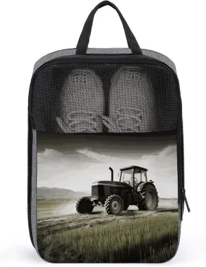 Tractor Agriculture Tranquil Shoe Bag Travel Shoe Organizer Water-Resistant Shoe Pouch with Zipper Sneaker Dust Bag