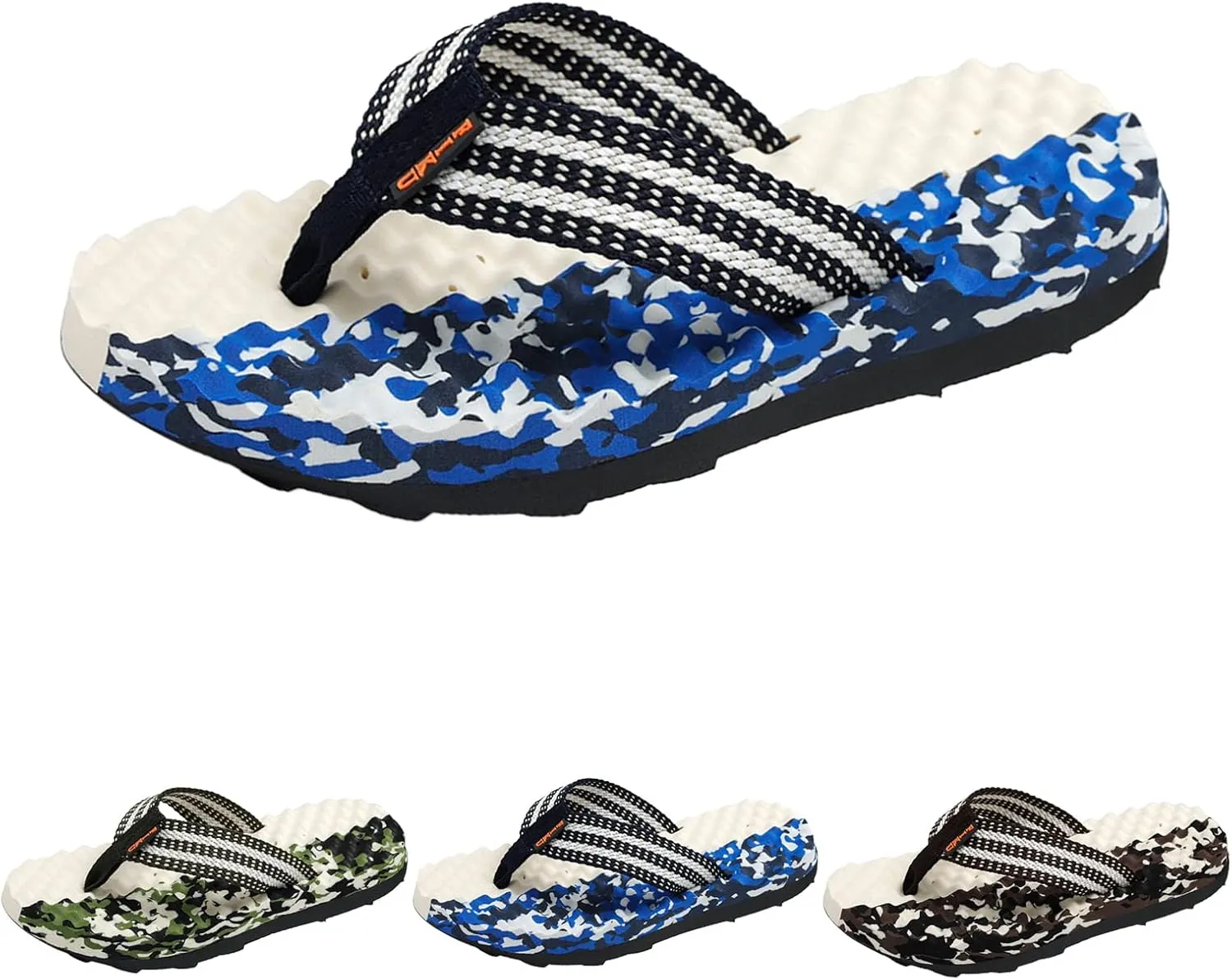 Trailblazer Sandals Fashion Summer Men Flip Flops Flat Bottom and Non Slip Light Slip On Comfortable Colorblock Camouflage Pattern Beach Slippers (Green, 10)