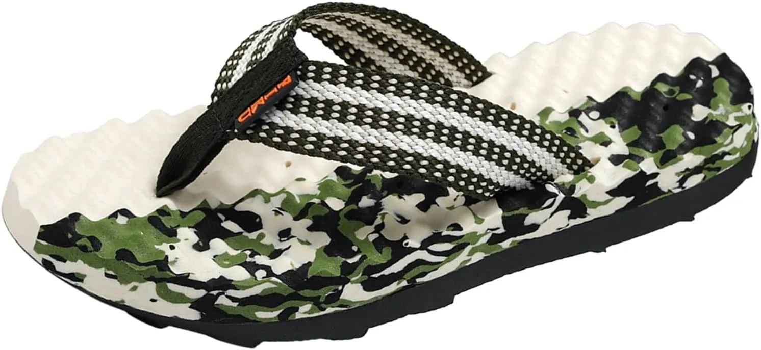 Trailblazer Sandals Fashion Summer Men Flip Flops Flat Bottom and Non Slip Light Slip On Comfortable Colorblock Camouflage Pattern Beach Slippers (Green, 10)