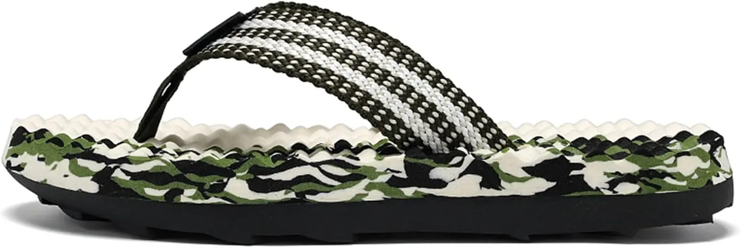 Trailblazer Sandals Fashion Summer Men Flip Flops Flat Bottom and Non Slip Light Slip On Comfortable Colorblock Camouflage Pattern Beach Slippers (Green, 10)
