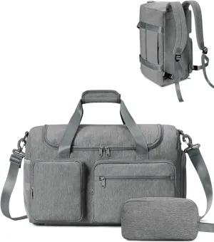 Travel Duffel Bag 27L Gym Bag with Shoe Compartment Carry on Overnight Backpack with Toiletry Bag & Wet Pocket Patent Pending
