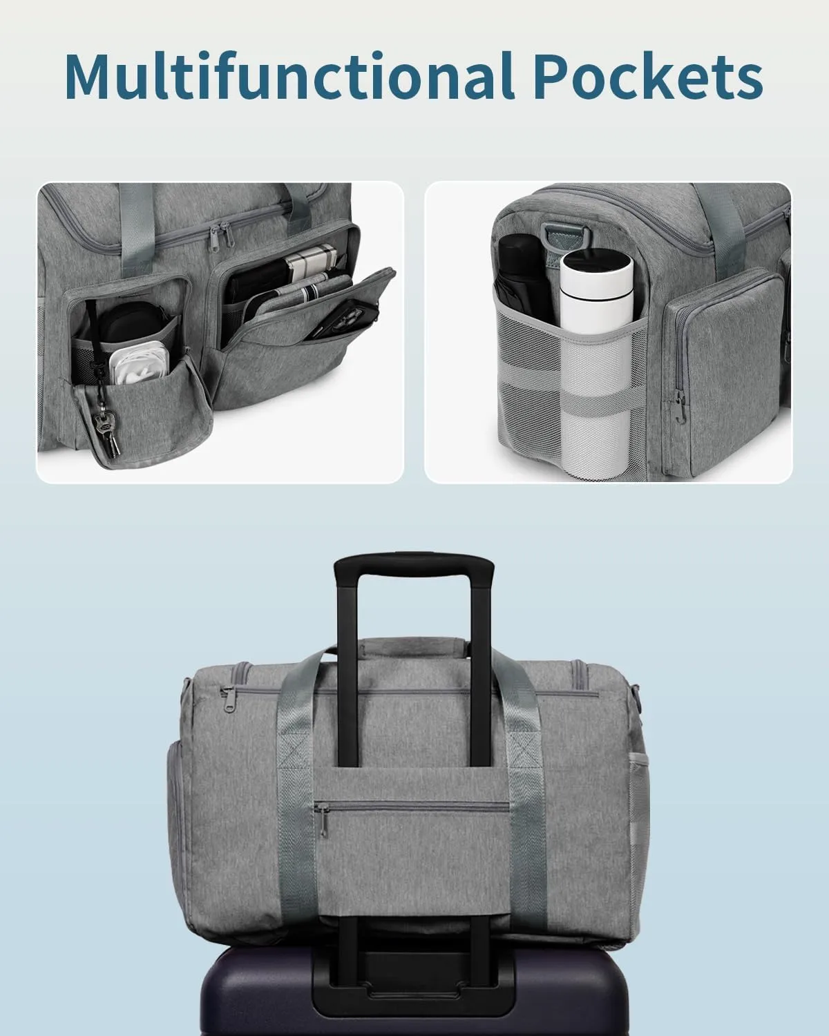 Travel Duffel Bag 27L Gym Bag with Shoe Compartment Carry on Overnight Backpack with Toiletry Bag & Wet Pocket Patent Pending