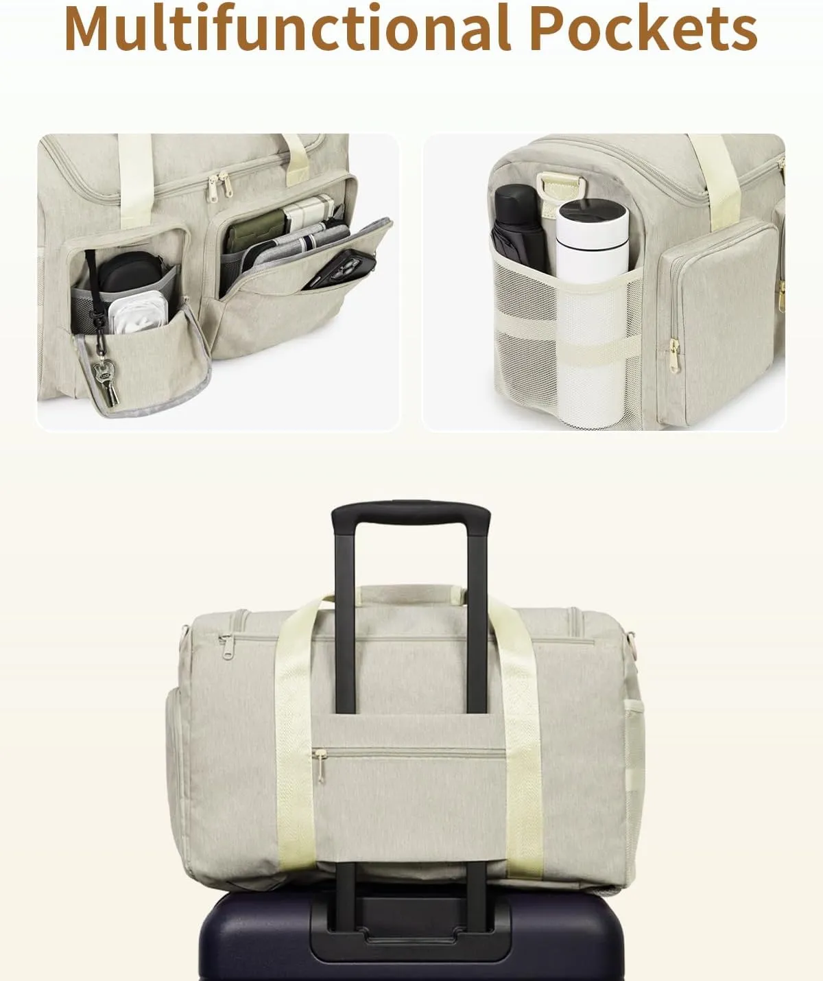 Travel Duffel Bag 27L Gym Bag with Shoe Compartment Carry on Overnight Backpack with Toiletry Bag & Wet Pocket Patent Pending