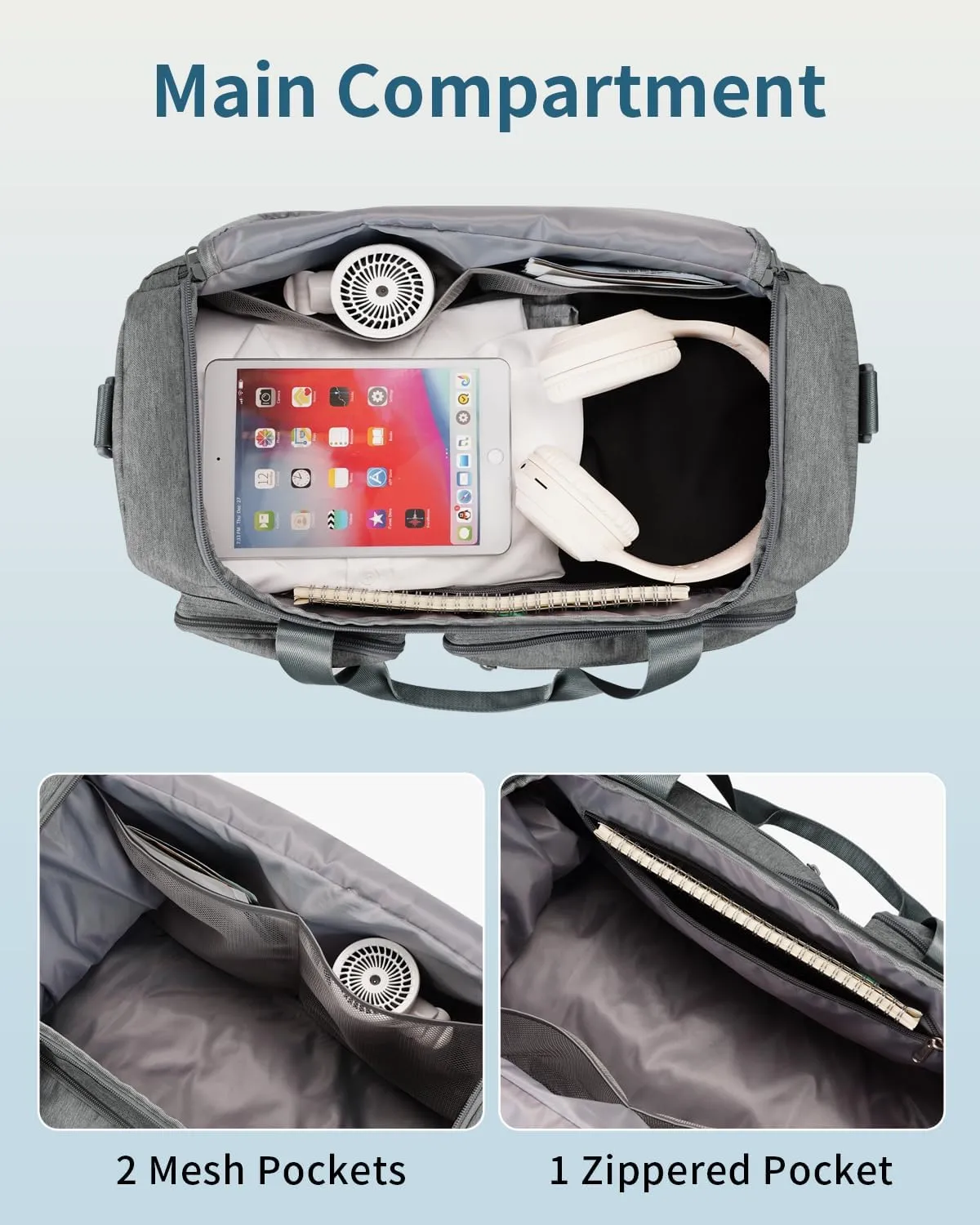 Travel Duffel Bag 27L Gym Bag with Shoe Compartment Carry on Overnight Backpack with Toiletry Bag & Wet Pocket Patent Pending