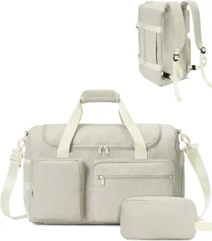 Travel Duffel Bag 27L Gym Bag with Shoe Compartment Carry on Overnight Backpack with Toiletry Bag & Wet Pocket Patent Pending