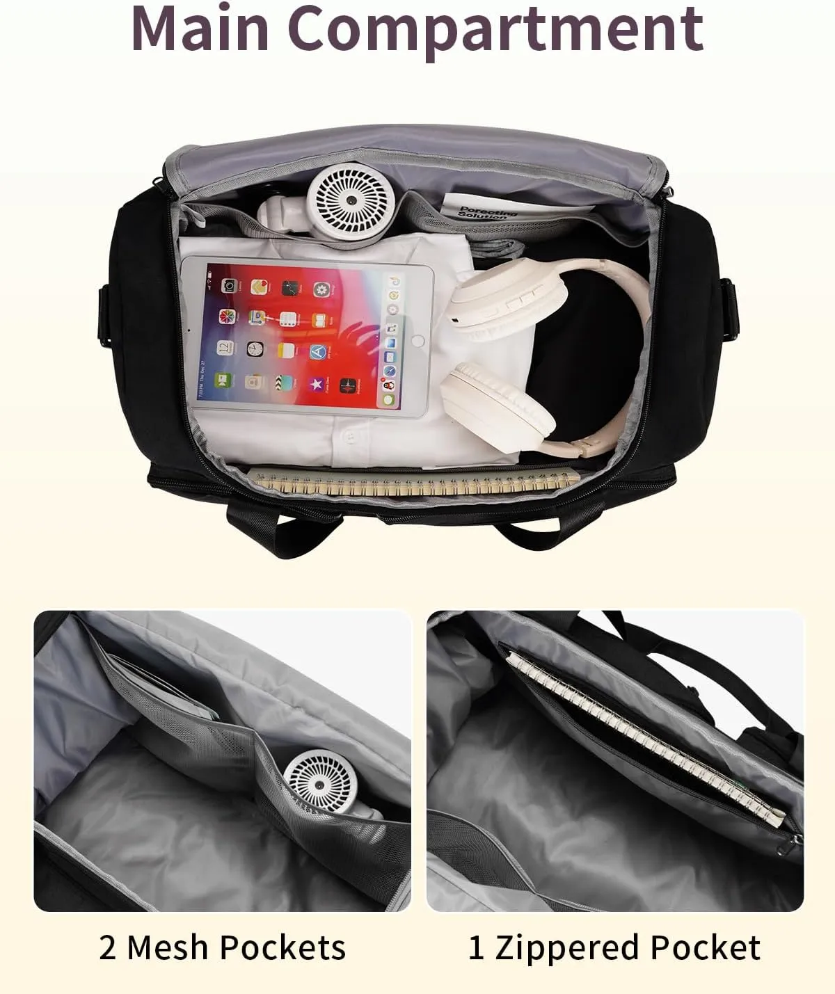 Travel Duffel Bag 27L Gym Bag with Shoe Compartment Carry on Overnight Backpack with Toiletry Bag & Wet Pocket Patent Pending