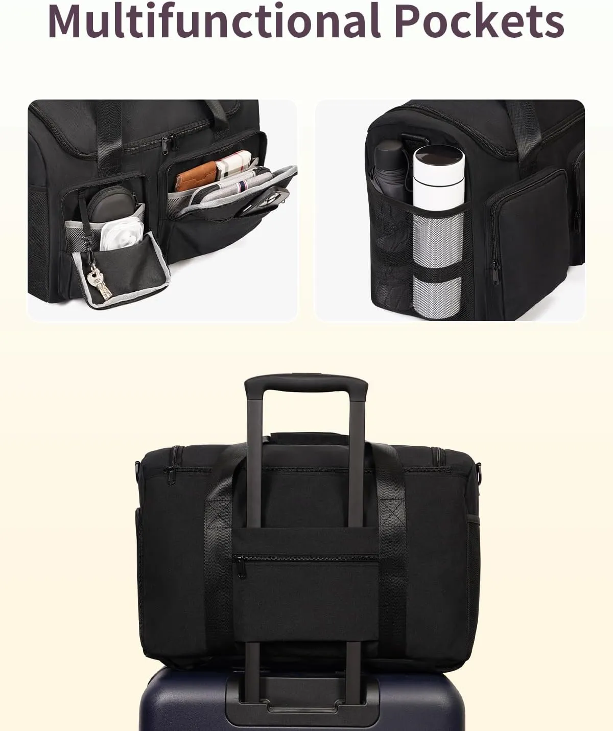Travel Duffel Bag 27L Gym Bag with Shoe Compartment Carry on Overnight Backpack with Toiletry Bag & Wet Pocket Patent Pending