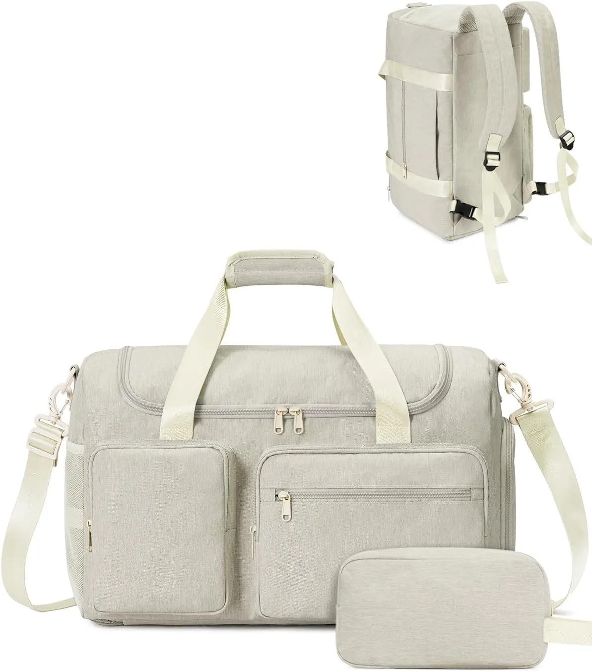 Travel Duffel Bag 27L Gym Bag with Shoe Compartment Carry on Overnight Backpack with Toiletry Bag & Wet Pocket Patent Pending