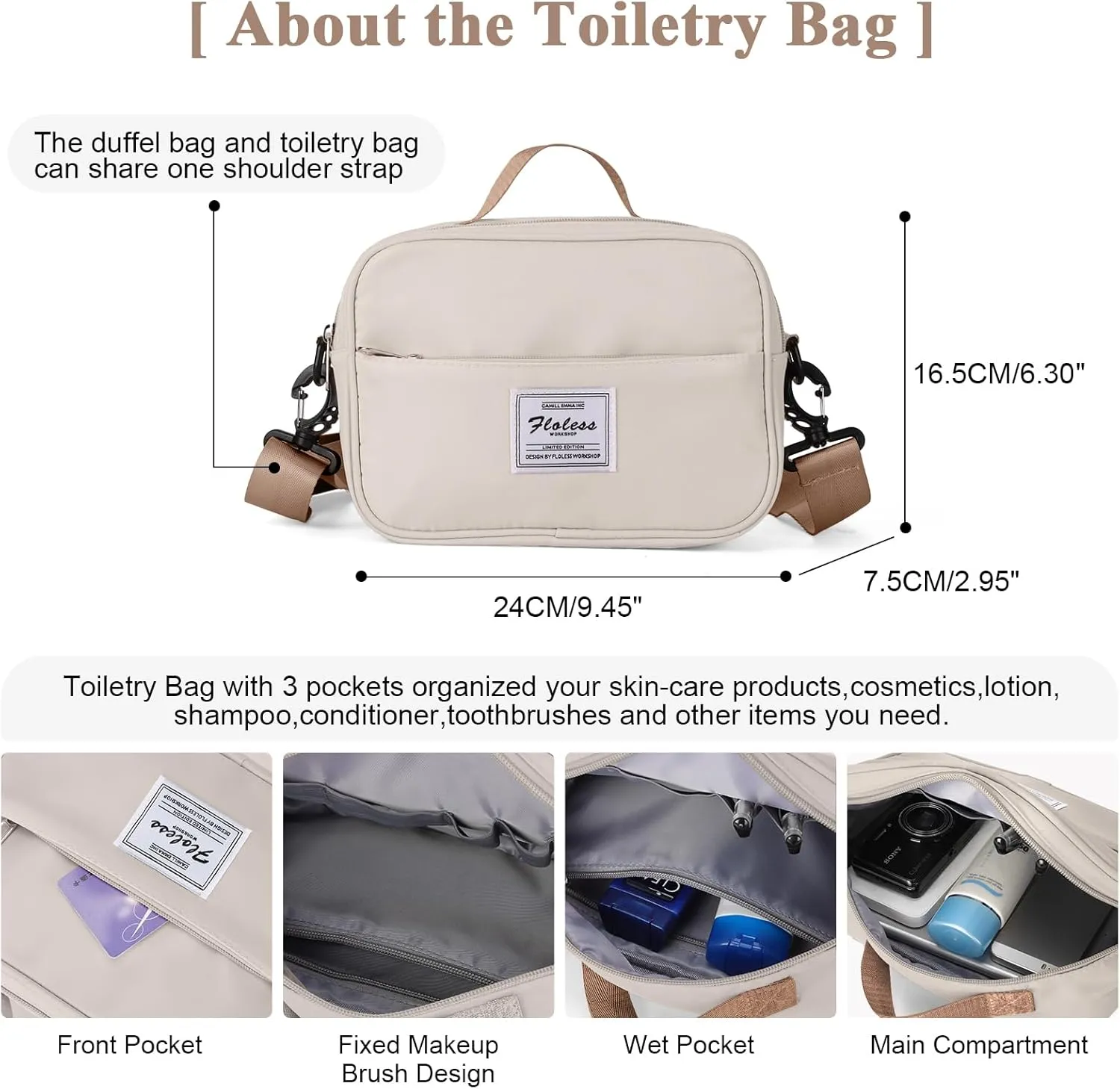 Travel Duffel Bag with Shoes Compartment, Overnight Weekender Bags for Women, Carry on Personal Item Travel Set