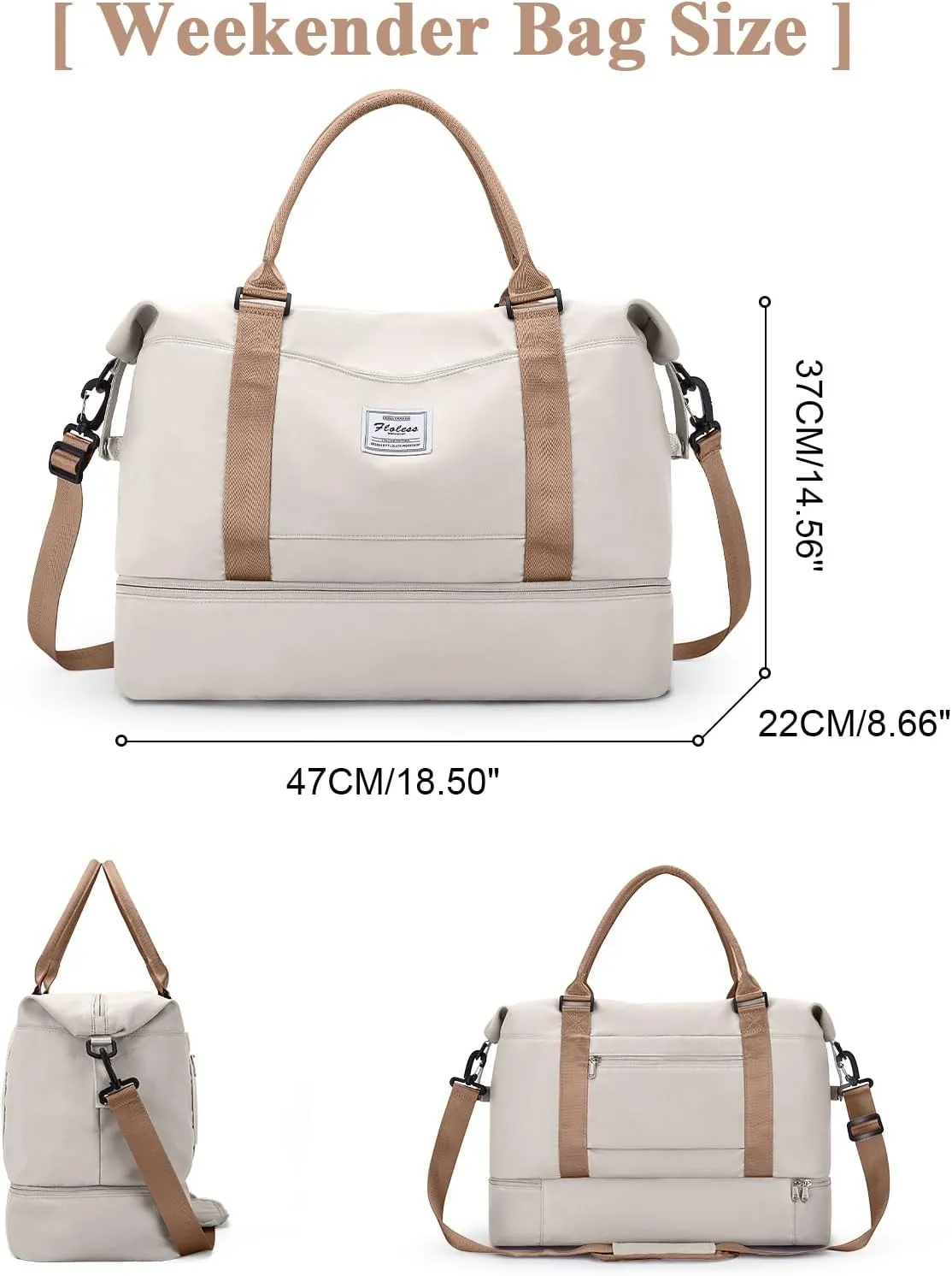 Travel Duffel Bag with Shoes Compartment, Overnight Weekender Bags for Women, Carry on Personal Item Travel Set