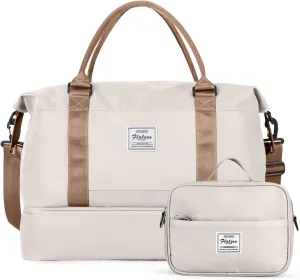 Travel Duffel Bag with Shoes Compartment, Overnight Weekender Bags for Women, Carry on Personal Item Travel Set