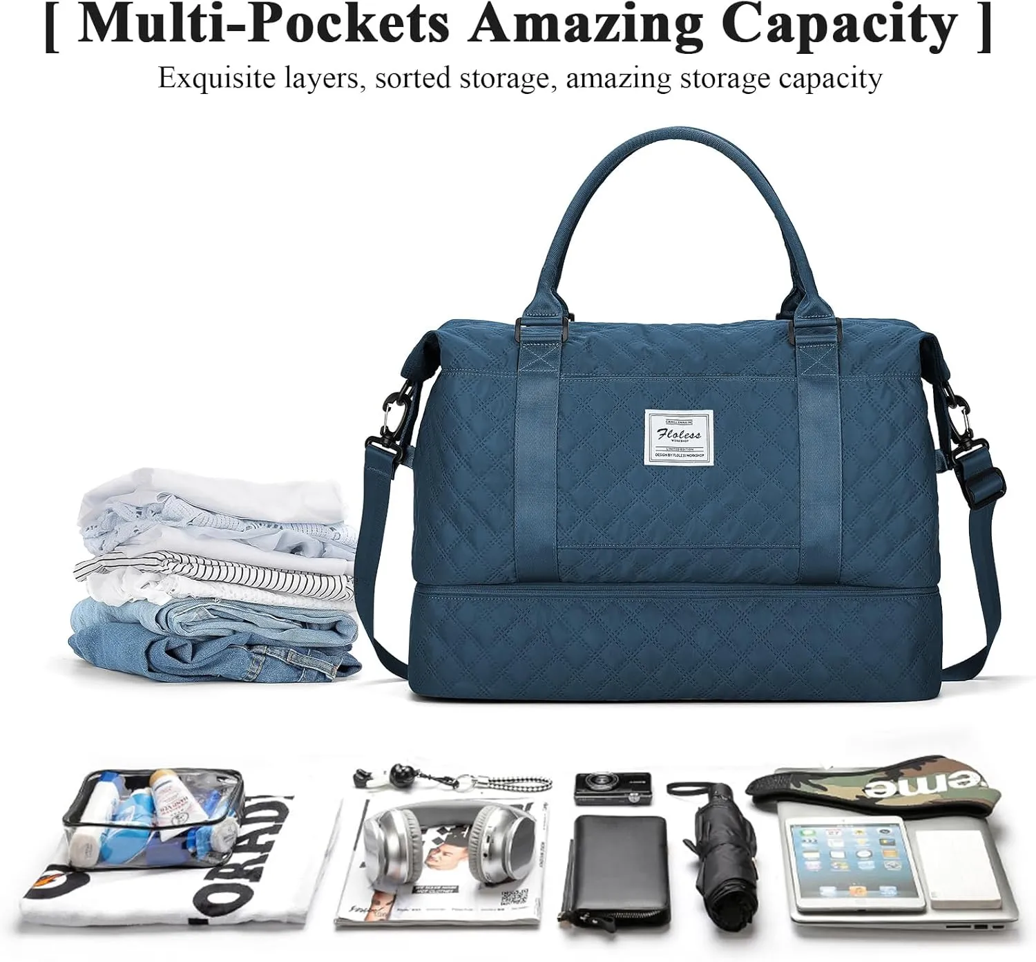 Travel Duffel Bag with Shoes Compartment, Overnight Weekender Bags for Women,Carry on Personal Item Bag