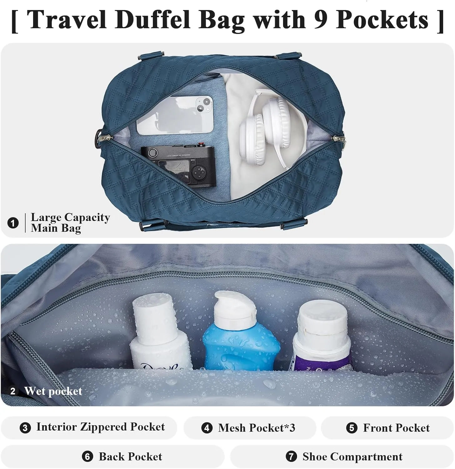 Travel Duffel Bag with Shoes Compartment, Overnight Weekender Bags for Women,Carry on Personal Item Bag