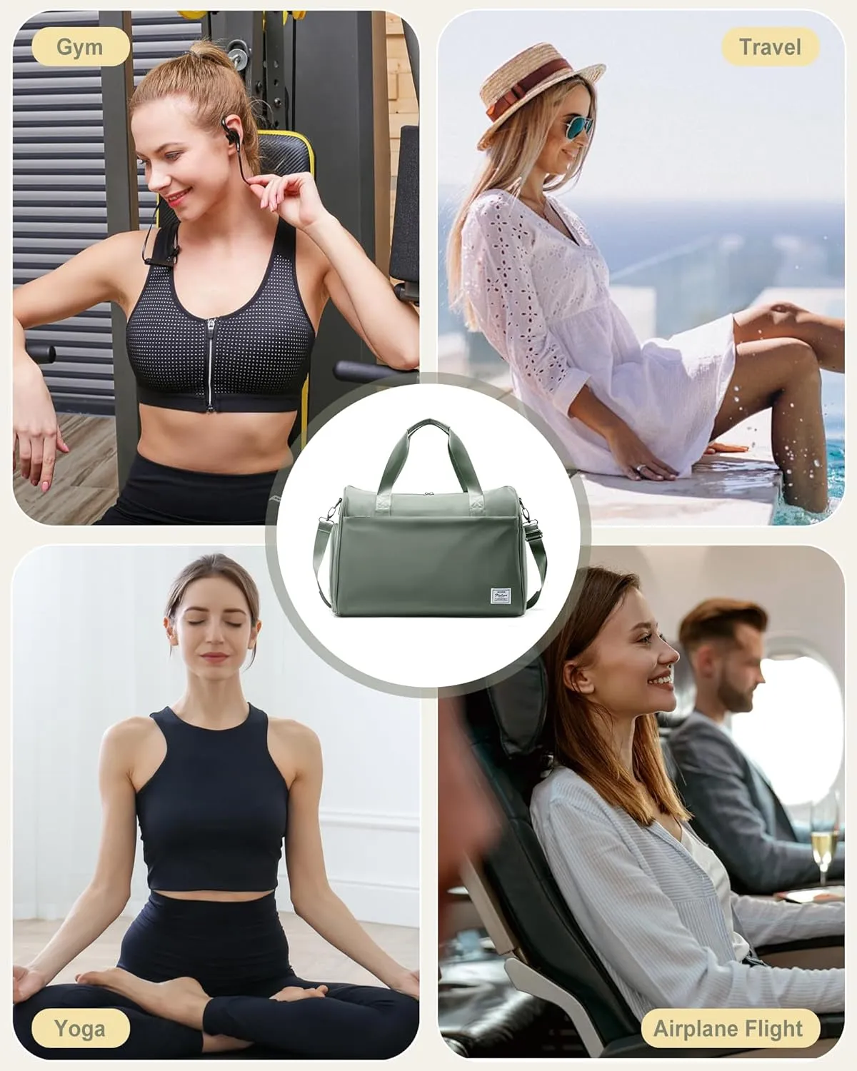 Travel Duffel Bags for Women & Men - Weekender with Shoe & Laptop Compartments - Carry On, Overnight, Gym & Hospital Bag - Dark Green