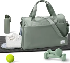 Travel Duffel Bags for Women & Men - Weekender with Shoe & Laptop Compartments - Carry On, Overnight, Gym & Hospital Bag - Dark Green