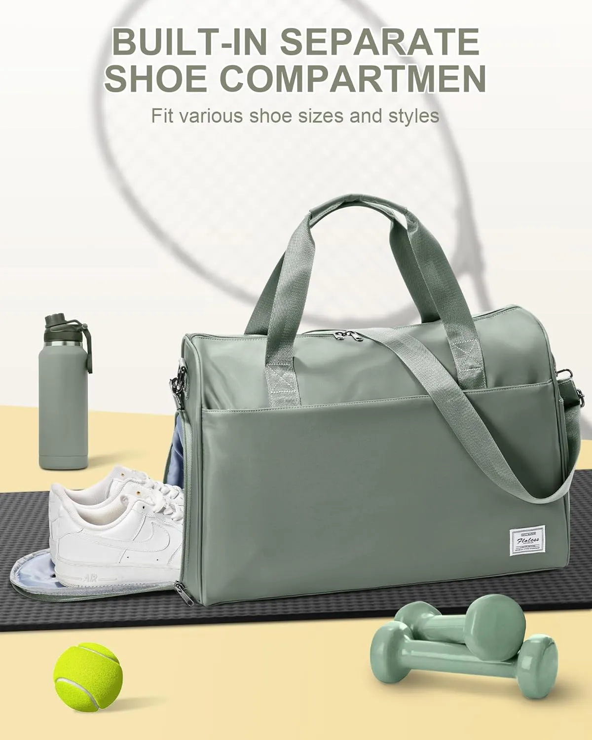 Travel Duffel Bags for Women & Men - Weekender with Shoe & Laptop Compartments - Carry On, Overnight, Gym & Hospital Bag - Dark Green