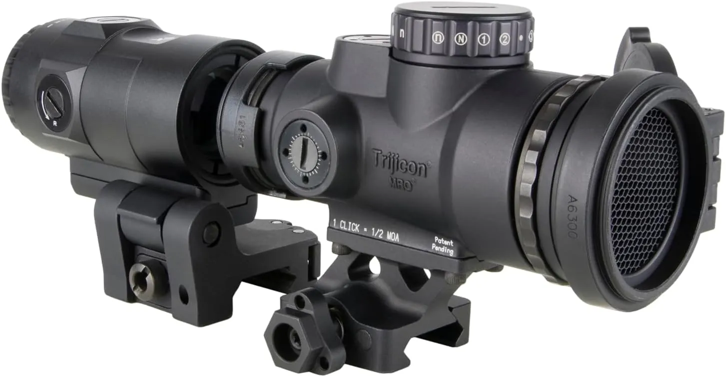 Trijicon MRO® HD Patrol 1x25 Red Dot Sight w/ 3X Magnifier, Adjustable LED 68 MOA Reticle w/ 2.0 MOA Dot; Full Co-Witness Q-loc Mount (AC32070); 3X Magnifier with Quick Release Flip-to-Side Mount