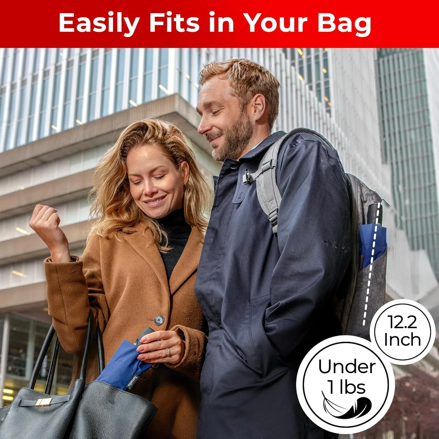 TUMELLA Flip-proof Inverted Travel Umbrella, Small Strong but Light Portable and Automatic Reverse Folding Rain Umbrella, Durable Premium Grip, Fits Car & Backpack