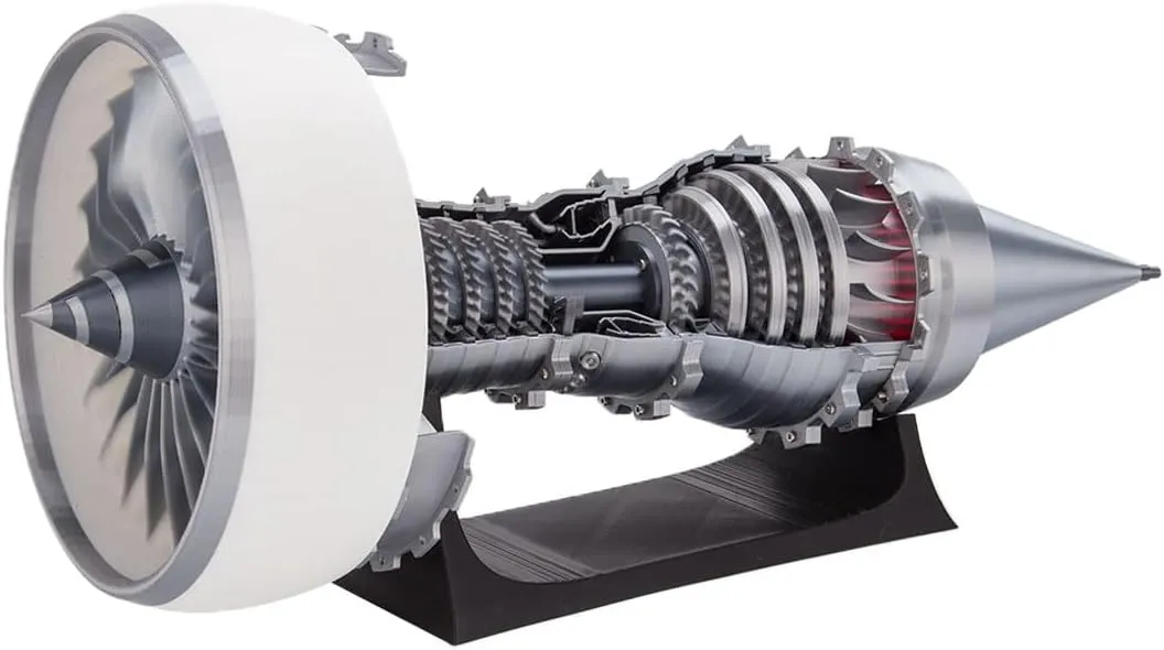 Turbofan Engine Model Kit, TRENT900 1/15 Scale 3D Printed Functional Aircraft Jet Engine Model with LED Light, Mechanical Science Education Kit Gift for Adult, Electric Light Version