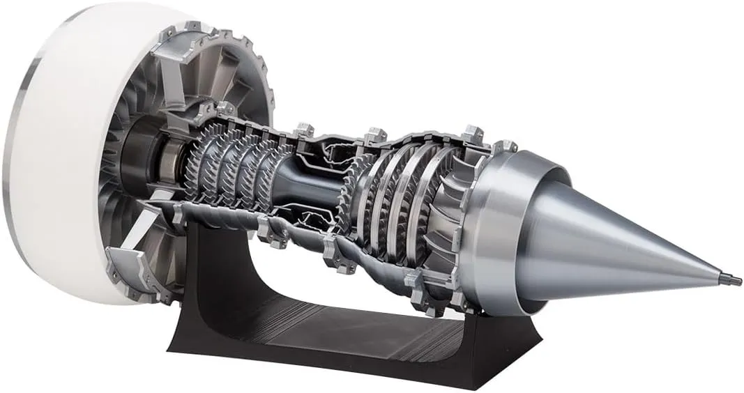 Turbofan Engine Model Kit, TRENT900 1/15 Scale 3D Printed Functional Aircraft Jet Engine Model with LED Light, Mechanical Science Education Kit Gift for Adult, Electric Light Version