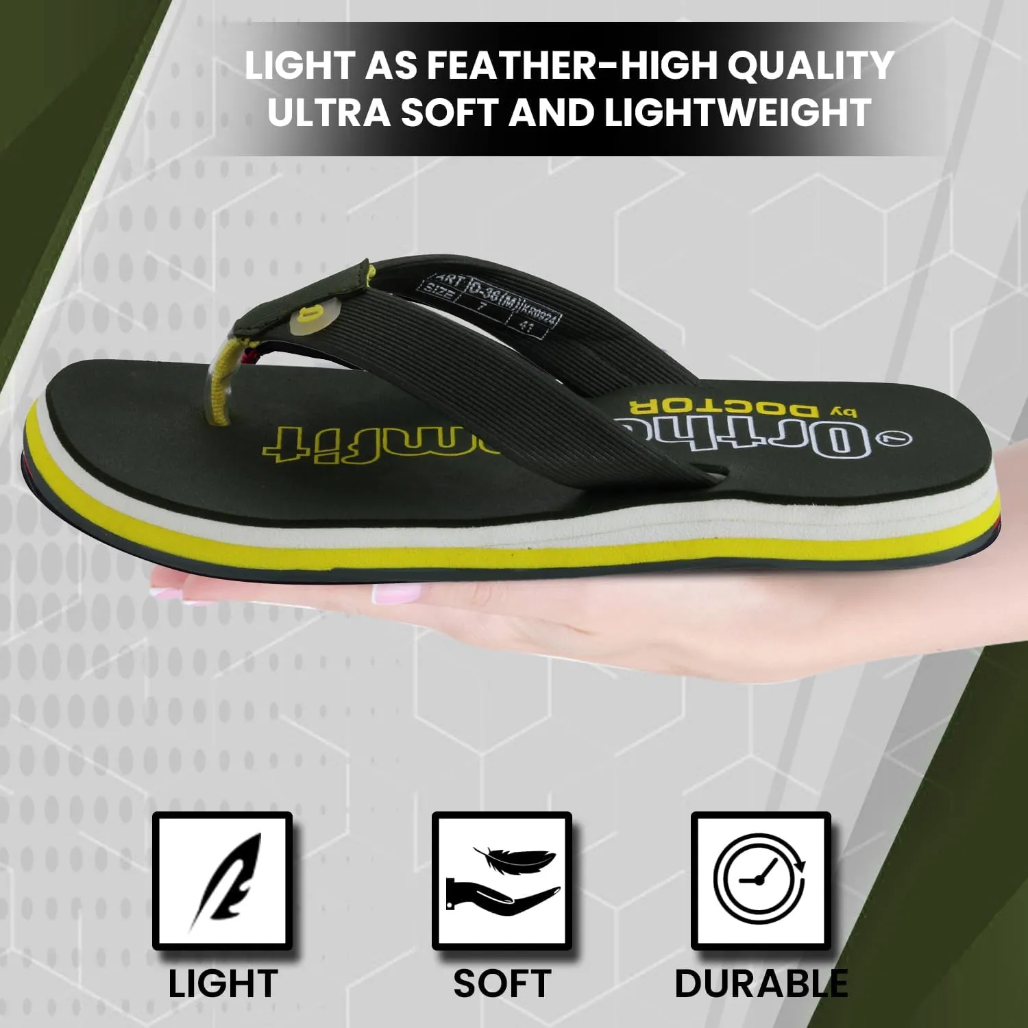 Ultra Cushion Slippers for Men's| Lightweight & Comfortable| Orthopedic & Diabetic| Casual & Stylish| Non-Slip Durable Mcr Dr Chappals & House Flip flops For Gent's & Boy’s D-36