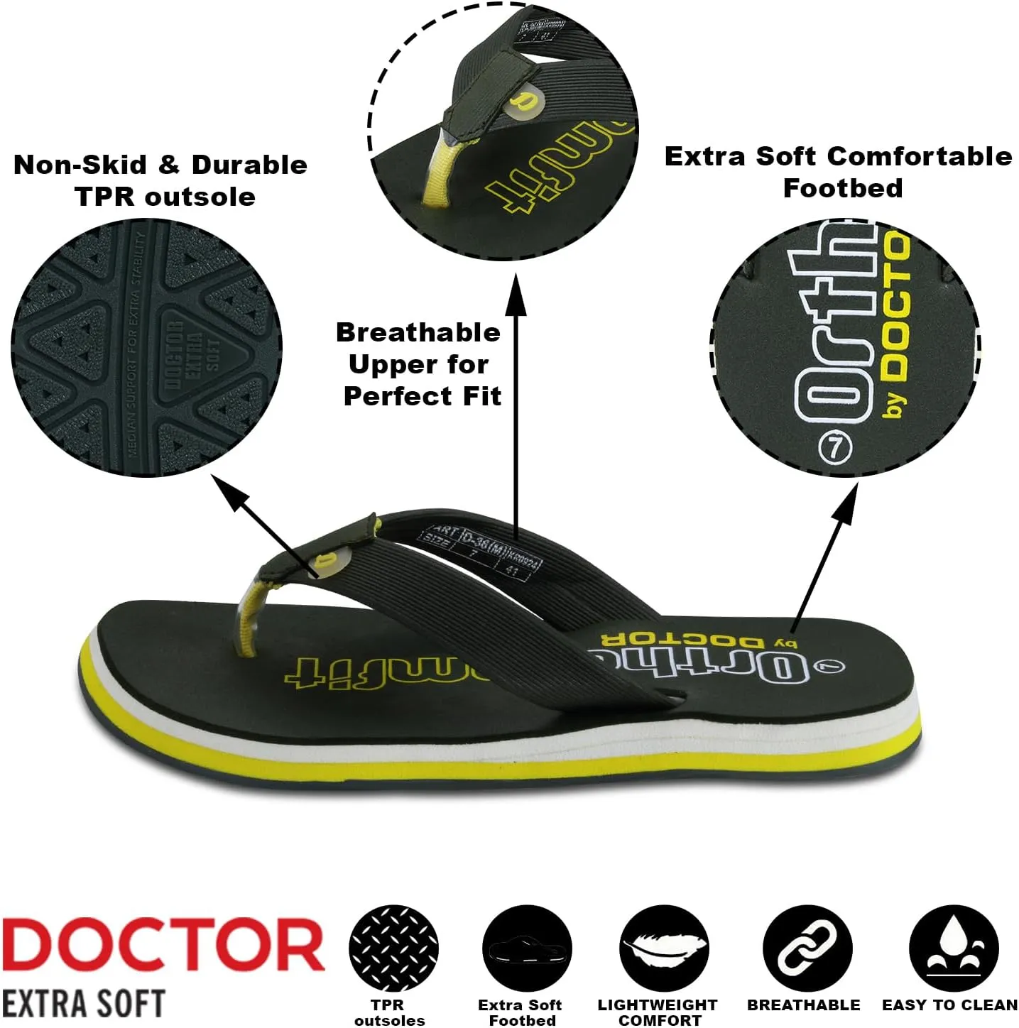 Ultra Cushion Slippers for Men's| Lightweight & Comfortable| Orthopedic & Diabetic| Casual & Stylish| Non-Slip Durable Mcr Dr Chappals & House Flip flops For Gent's & Boy’s D-36