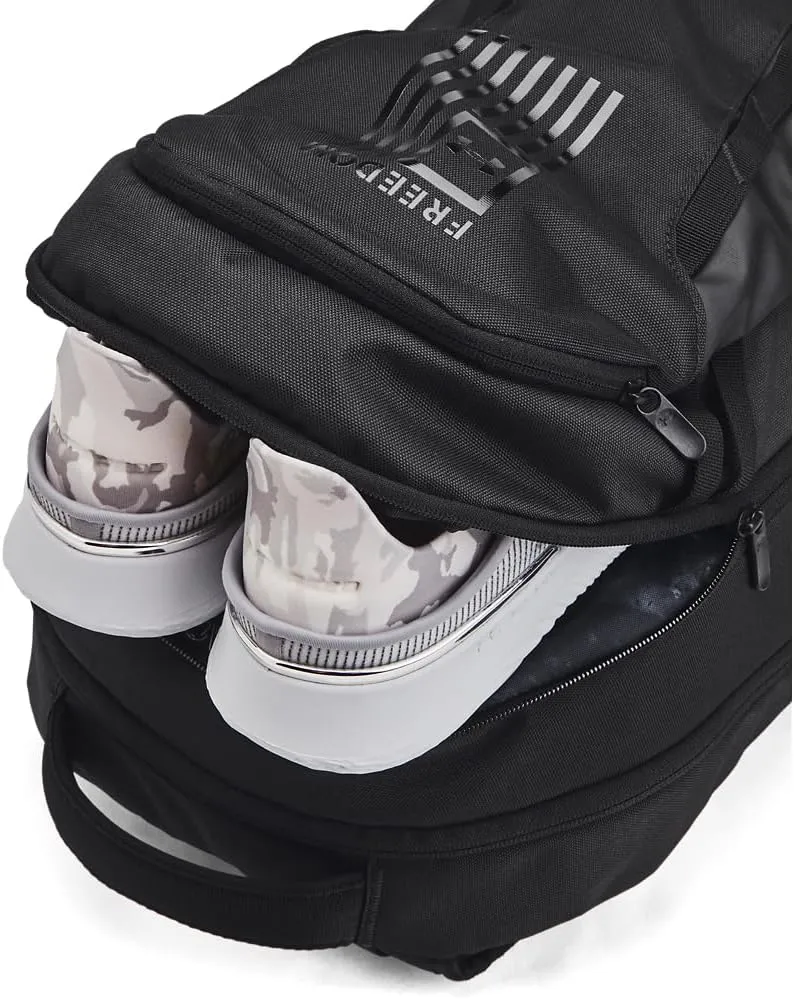 Under Armour Unisex Hustle 6.0 Freedom Backpack, (001) Black/Black/Black, One Size Fits Most