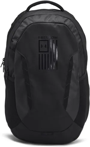 Under Armour Unisex Hustle 6.0 Freedom Backpack, (001) Black/Black/Black, One Size Fits Most