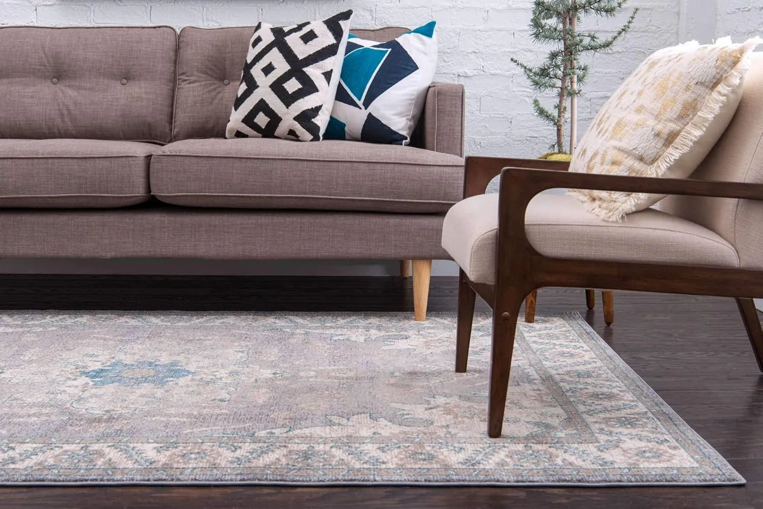 Unique Loom Salzburg Collection Classic Traditional Design Oriental Inspired Border Area Rug, 7 ft x 10 ft, Gray/Beige
