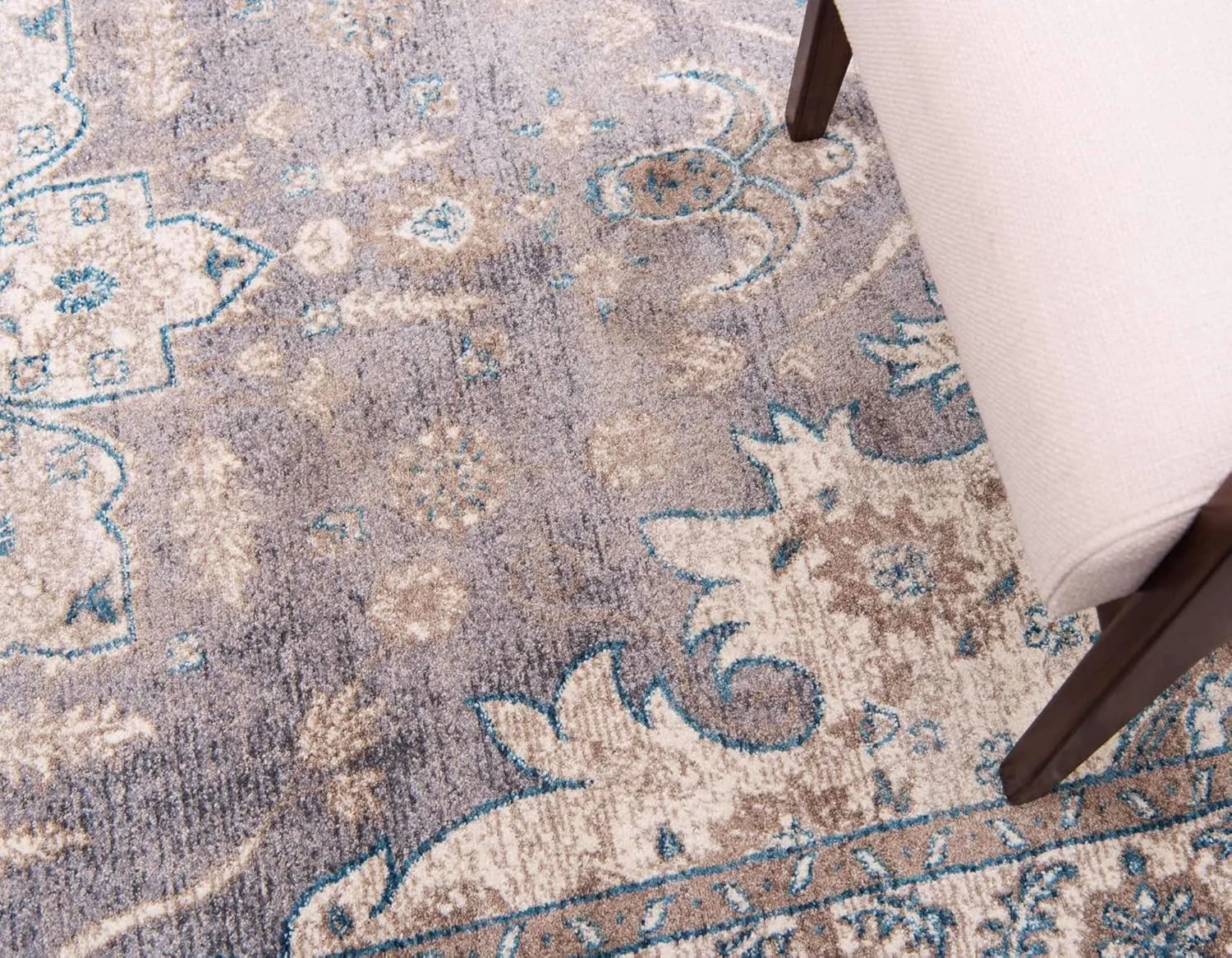 Unique Loom Salzburg Collection Classic Traditional Design Oriental Inspired Border Area Rug, 7 ft x 10 ft, Gray/Beige