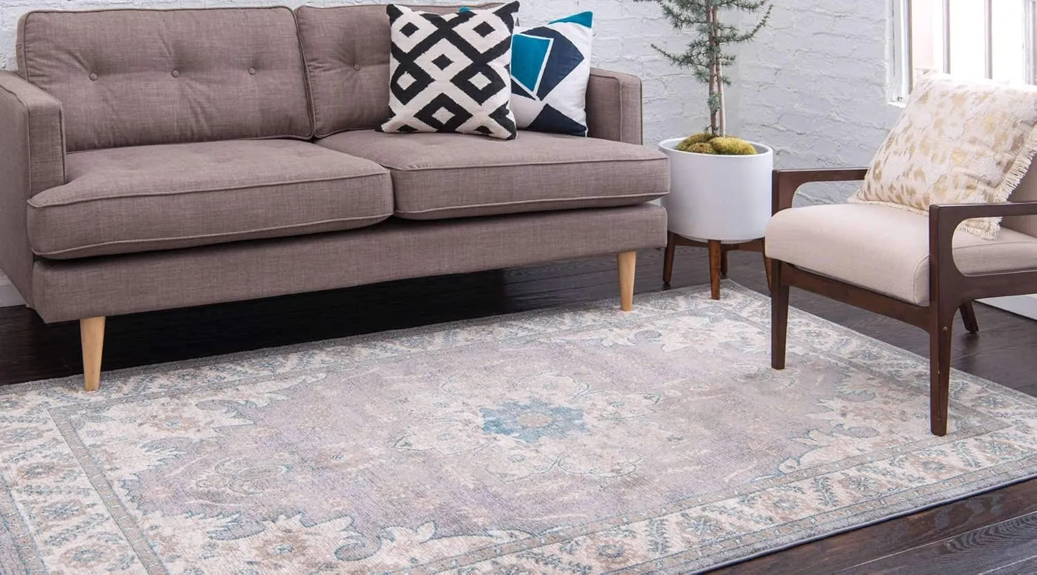 Unique Loom Salzburg Collection Classic Traditional Design Oriental Inspired Border Area Rug, 7 ft x 10 ft, Gray/Beige