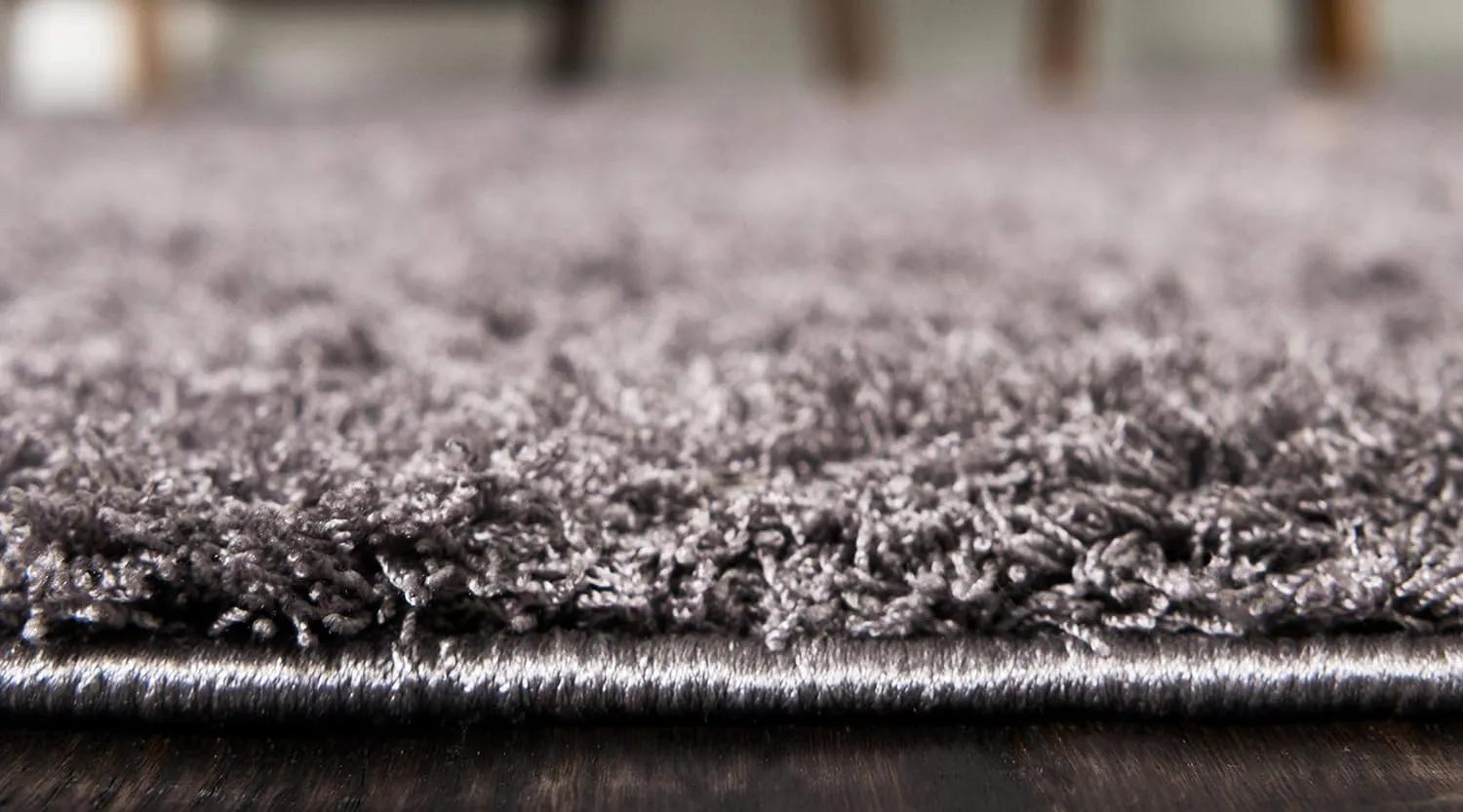 Unique Loom Studio Solid Shag Collection Urban Modern Super Soft & Plush Area Rug, 2 ft x 6 ft 7 in, Dark Gray