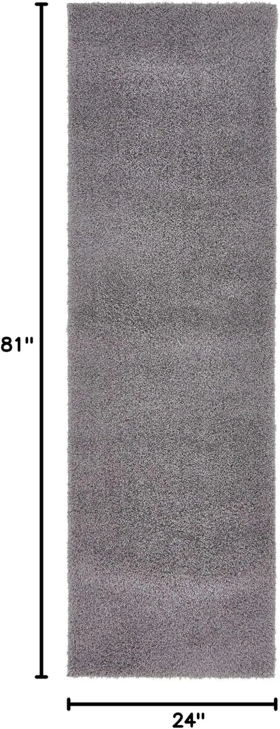 Unique Loom Studio Solid Shag Collection Urban Modern Super Soft & Plush Area Rug, 2 ft x 6 ft 7 in, Dark Gray