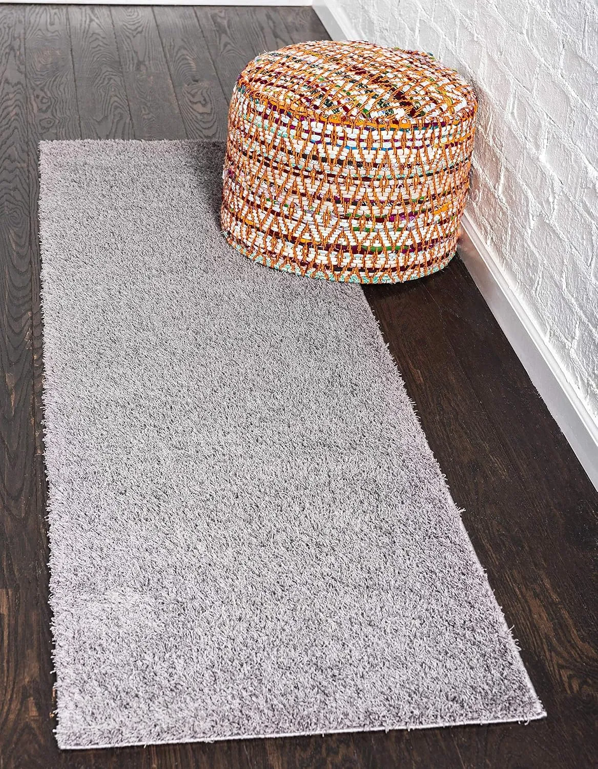 Unique Loom Studio Solid Shag Collection Urban Modern Super Soft & Plush Area Rug, 2 ft x 6 ft 7 in, Dark Gray