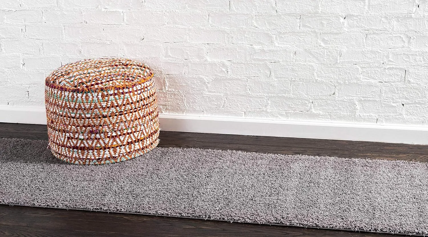 Unique Loom Studio Solid Shag Collection Urban Modern Super Soft & Plush Area Rug, 2 ft x 6 ft 7 in, Dark Gray