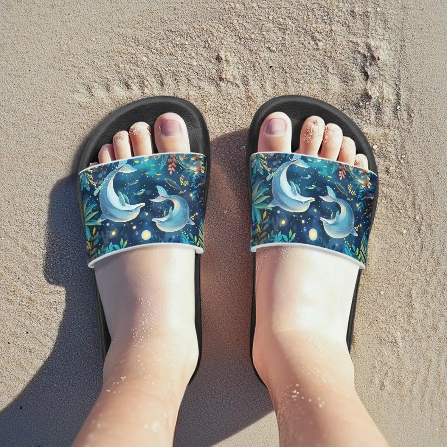 Unisex-Child Beach Slides Comfort Slide Sandals Slip Resistant Slippers for Indoor Outdoor Water Shoes Flip Flop