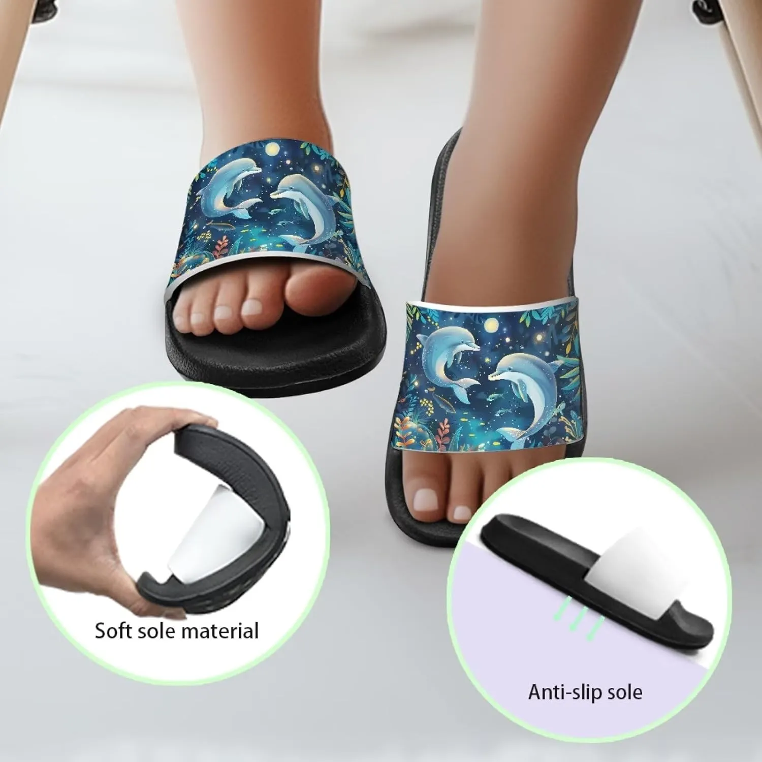 Unisex-Child Beach Slides Comfort Slide Sandals Slip Resistant Slippers for Indoor Outdoor Water Shoes Flip Flop