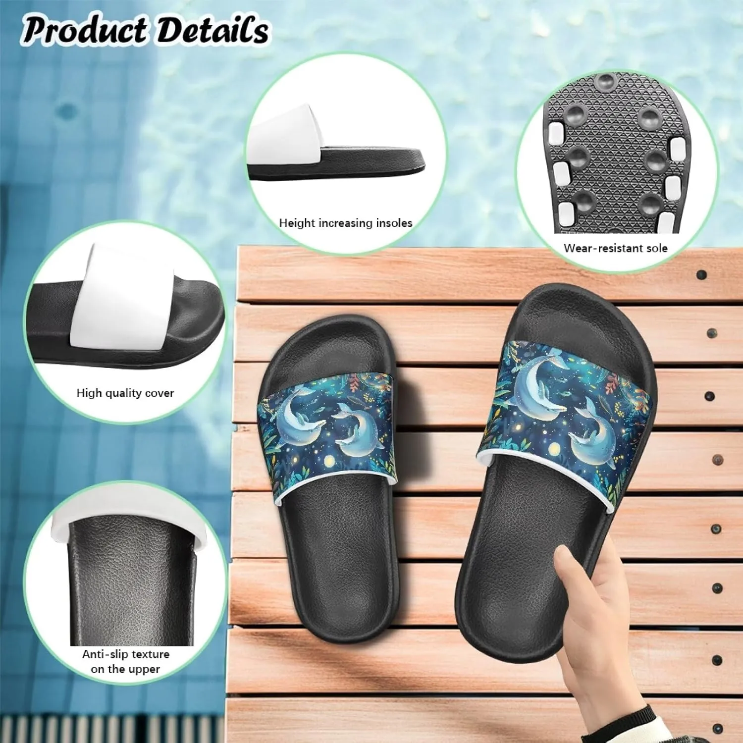 Unisex-Child Beach Slides Comfort Slide Sandals Slip Resistant Slippers for Indoor Outdoor Water Shoes Flip Flop